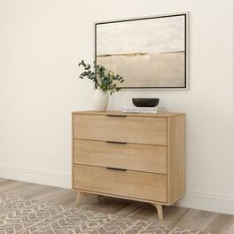 Plank+Beam - Haven 3 Drawer Dresser with Black Handle - Blonde