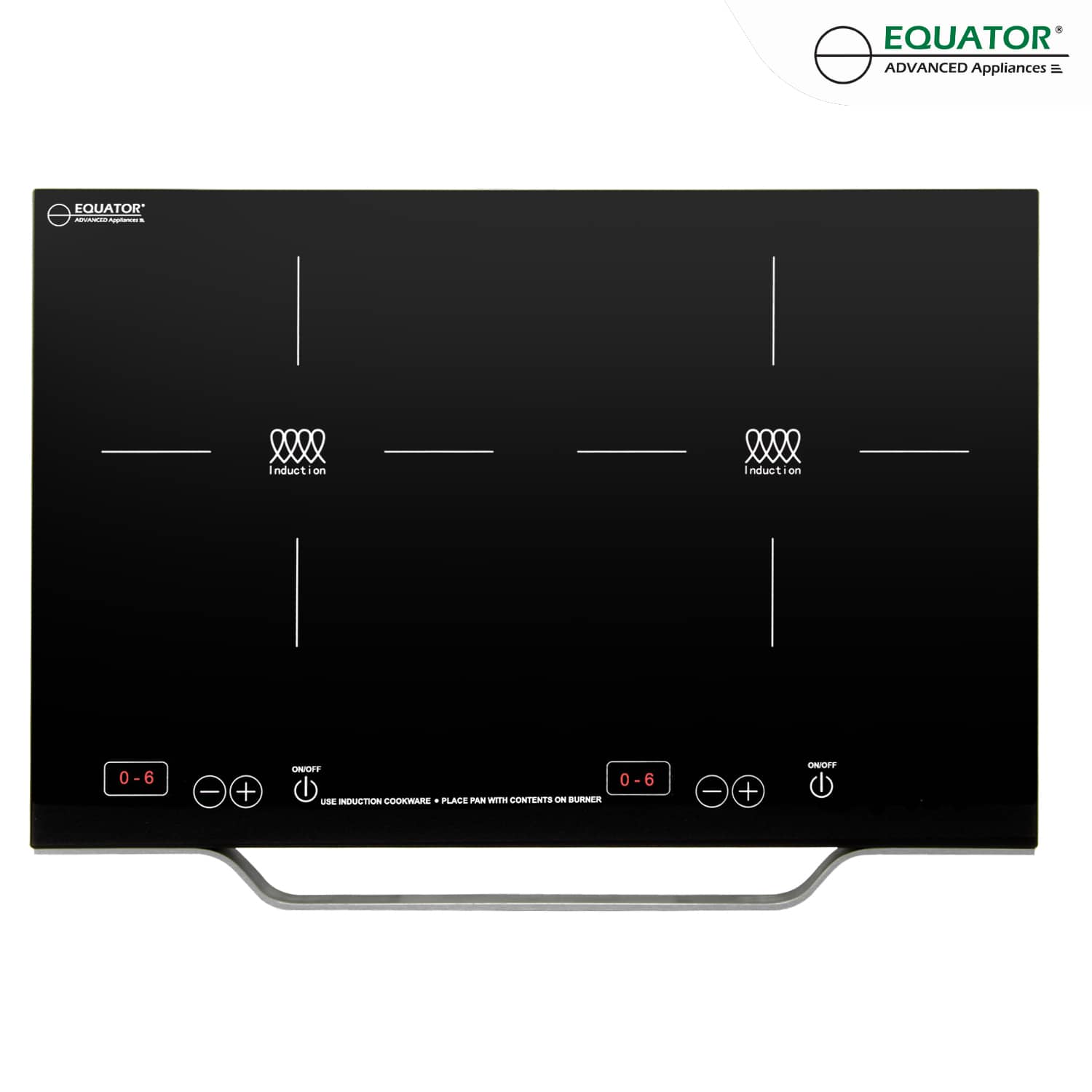 Equator - 21" Portable 2-Burner Induction Cooktop LIGHT with ALUMINUM HANDLE 110V - Black