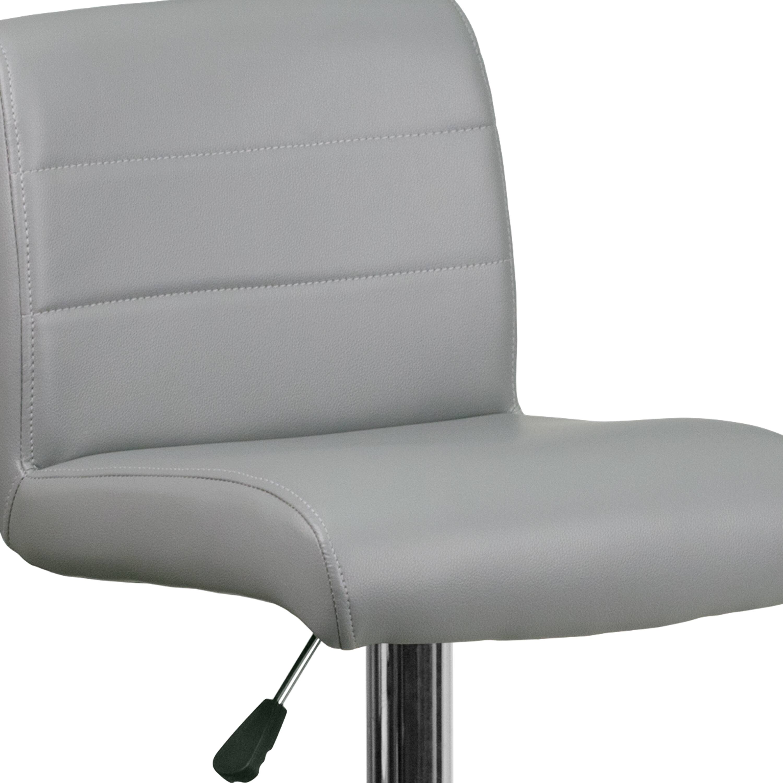 Alt View 8. Emma + Oliver - Swivel Rolled Seat Adjustable Height Barstool with Chrome Base - Gray.