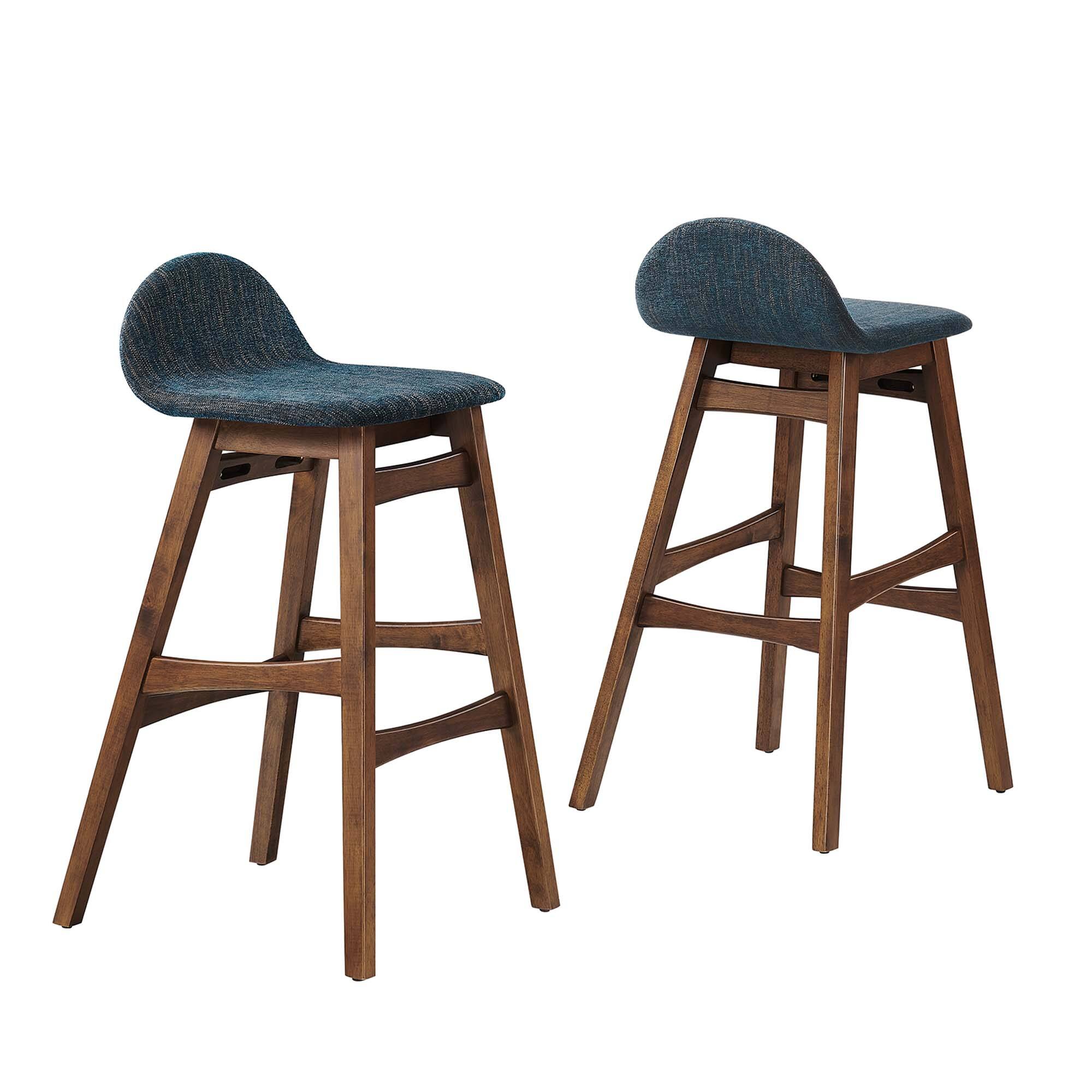 Alt View 4. Modway - Juno Wood Bar Stool Set of 2 - Blue.