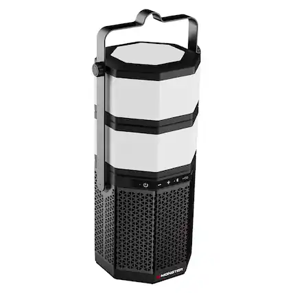Front. Monster - 20W LUNA Portable Rechargeable Bluetooth Speaker, Detachable Lights, 360° Sound, IPX5, 10 Hr Battery Life - Black.