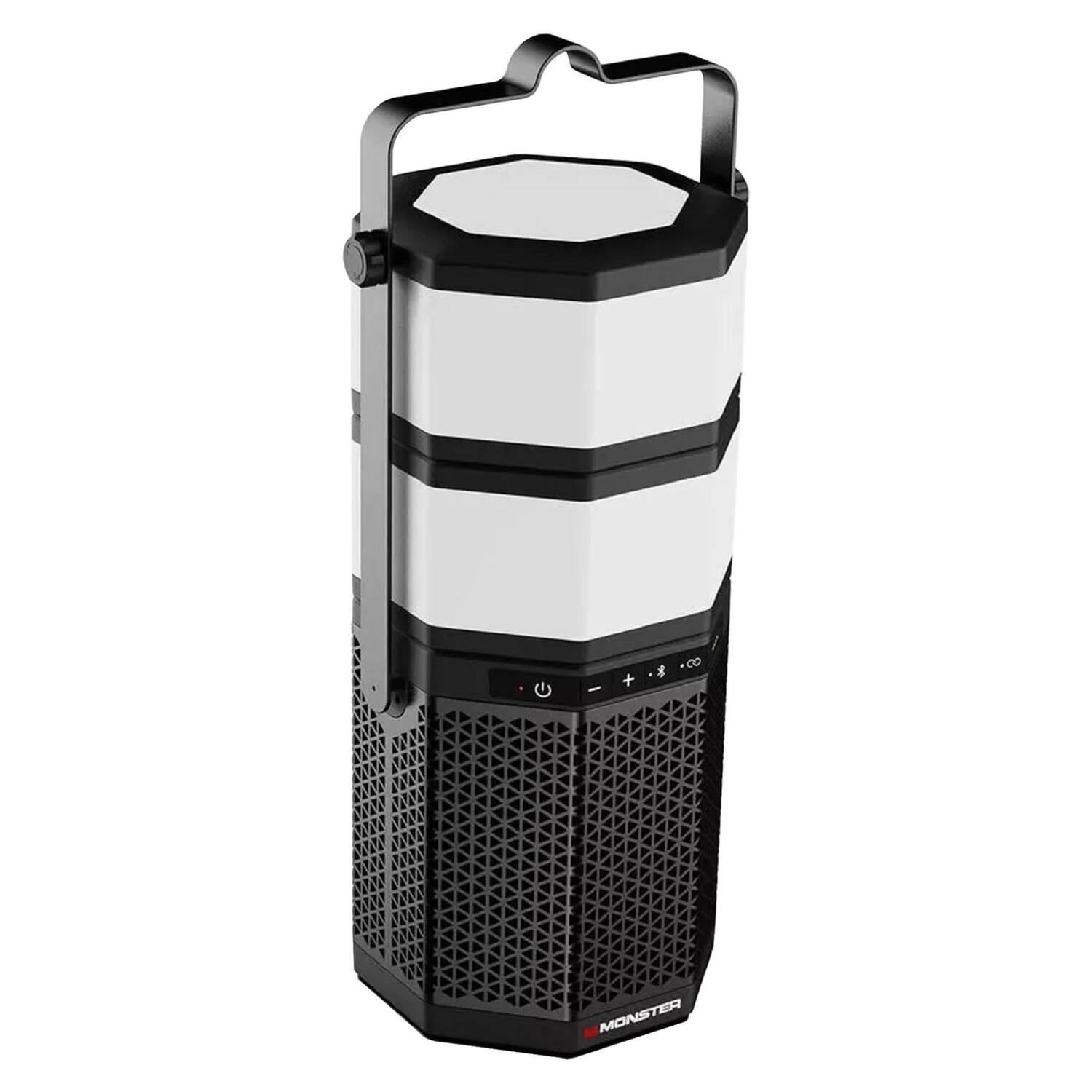 Front. Monster - 20W LUNA Portable Rechargeable Bluetooth Speaker, Detachable Lights, 360° Sound, IPX5, 10 Hr Battery Life - Black.