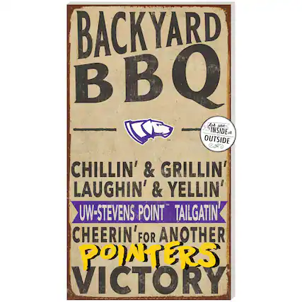 BACKYARD BBQ
CHILLIN' & GRILLIN'
LAUGHIN' & YELLIN'
UW-STEVEN POINT TAILGATIN'
CHEERIN' FOR ANOTHER
POINTERS VICTORY
for use INSIDE or OUTSIDE