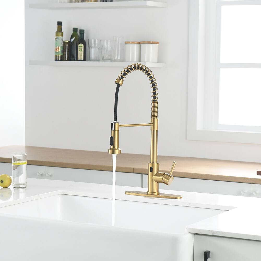 Back. Siljoy - Touchless Kitchen Faucet,Hands Free Automatic Smart Kitchen Faucet - Brushed Gold.