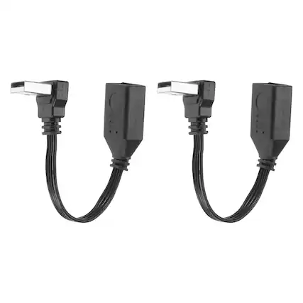 Front. Unique Bargains - 2pcs USB2.0 Extension Cable, 3.9 Inch, 90 Degree UP Angle Male to Female, 480Mbps, Silicone, for Phone/Tablet/Laptop - Black.