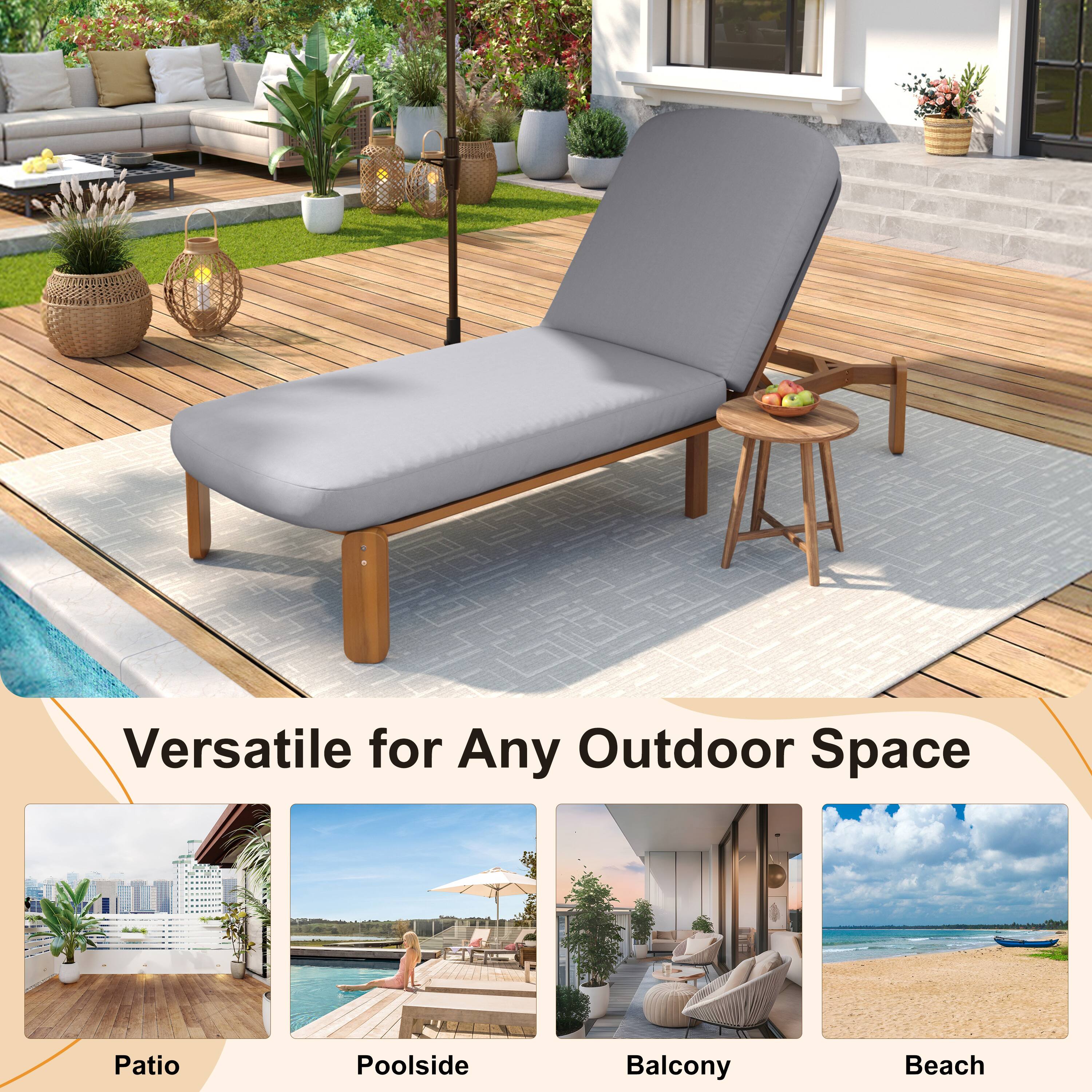 Versatile for Any Outdoor Space  
Patio  
Poolside  
Balcony  
Beach