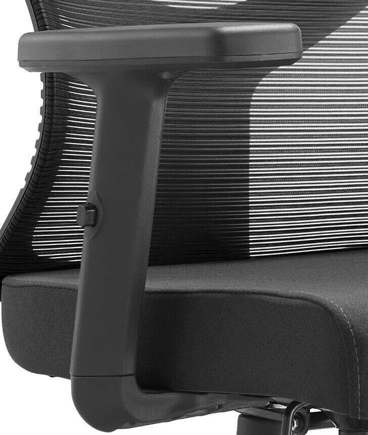 Alt View 1. LeisureMod - Glen Office Chair Upholstered Cotton Mid-Back Mesh Computer Chair with Adjustable Height, Swivel and Tilt - Black.