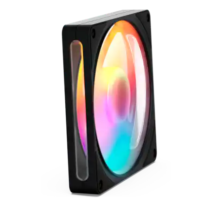 Front. NZXT - NZXT - F140 RGB Fan - 140mm PWM RGB Computer Case Fan with 8-LED Lighting - Black.