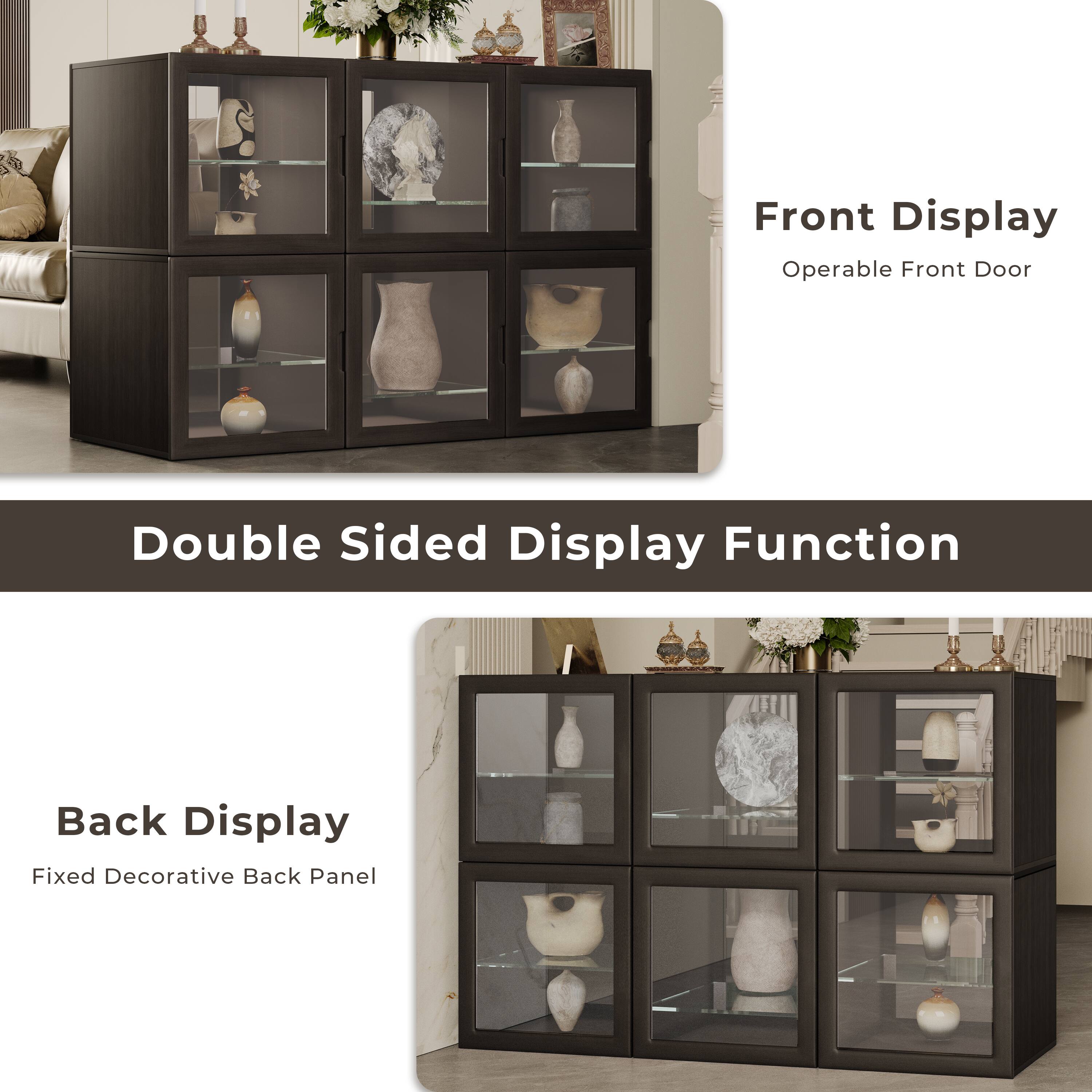 Front Display  
Operable Front Door  

Double Sided Display Function  

Back Display  
Fixed Decorative Back Panel
