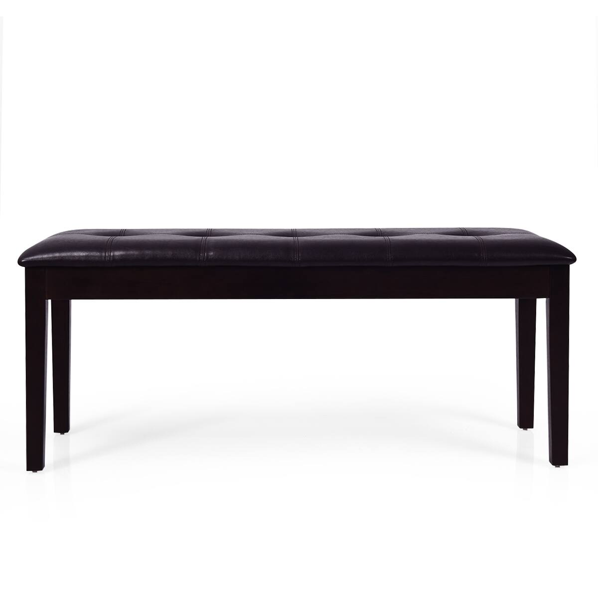 Alt View 17. Costway - Upholstered PU Dining Room Bench Solid Wood Button Tufted Dining Room Bench - Cherry.