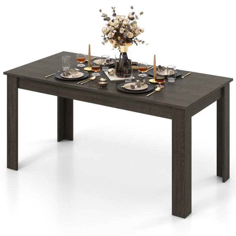 Front. SlickBlue - Rectangular Modern Dining Table for 6 People for Kitchen or Dining Room - Grey.