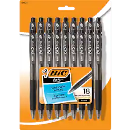 BIC - BU3 Retractable Ballpoint Pens, Medium Point, 1.0mm, 18/Pack - Black Ink