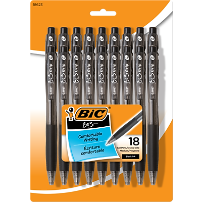 BIC - BU3 Retractable Ballpoint Pens, Medium Point, 1.0mm, 18/Pack - Black Ink