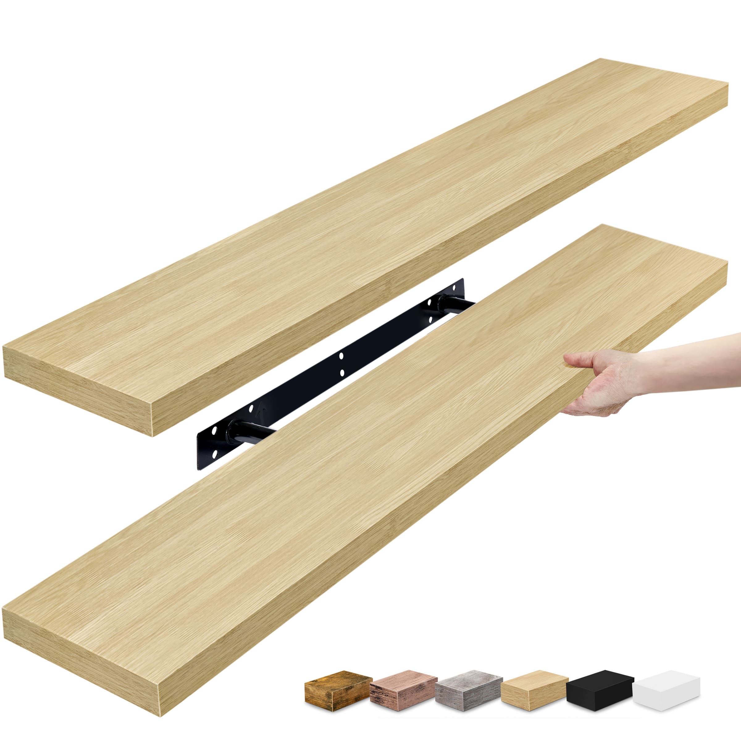 2 Pack (35"x9") Sorbus Floating Wall Shelves for Bedroom, Decor, Kitchen, Living Room - for Trophies, Frames, Bookshelf - Maple