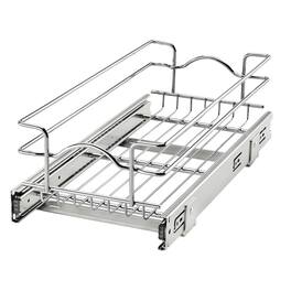 Rev-A-Shelf - Pullout Basket Organizer for Kitchen or Vanity Cabinets, 8.5"x18", 5WB1-0918CR-1 - Silver