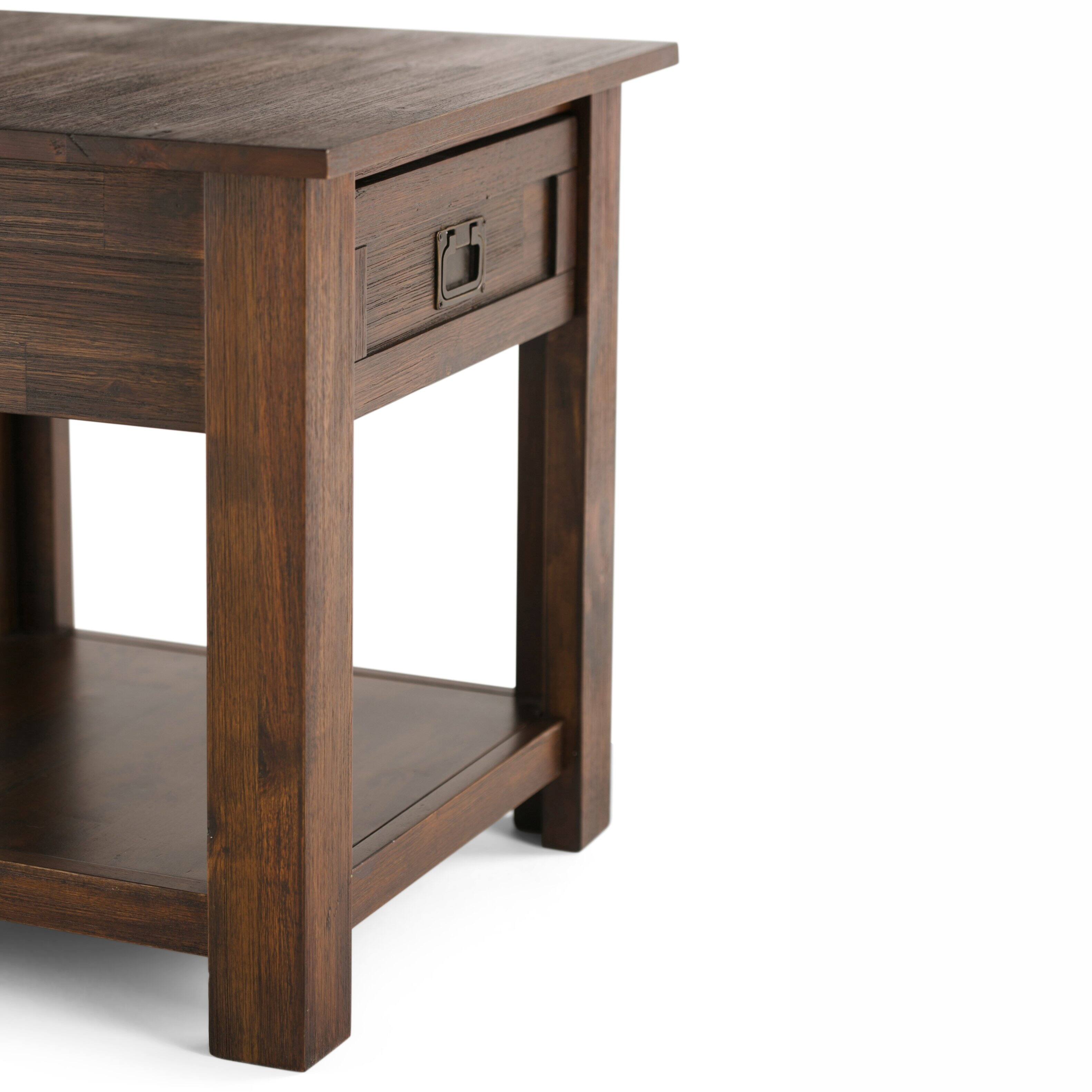 Alt View 2. Simpli Home - Monroe 22 inch End Table (Set of 2) - Distressed Charcoal Brown.
