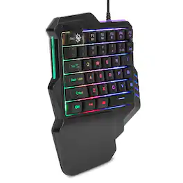 Earthley Blooms - Gaming Keypad One Handed - Led Backlit Keys Wrist Pad And Braided Usb Cable Small Great For Fps Games - Default