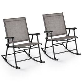 Kadyn - Set 2 Seat Outdoor Cushion Outdoor Garden of Folding Rocking Chair with Breathable Fabric Glider Chair Lawn - Gray