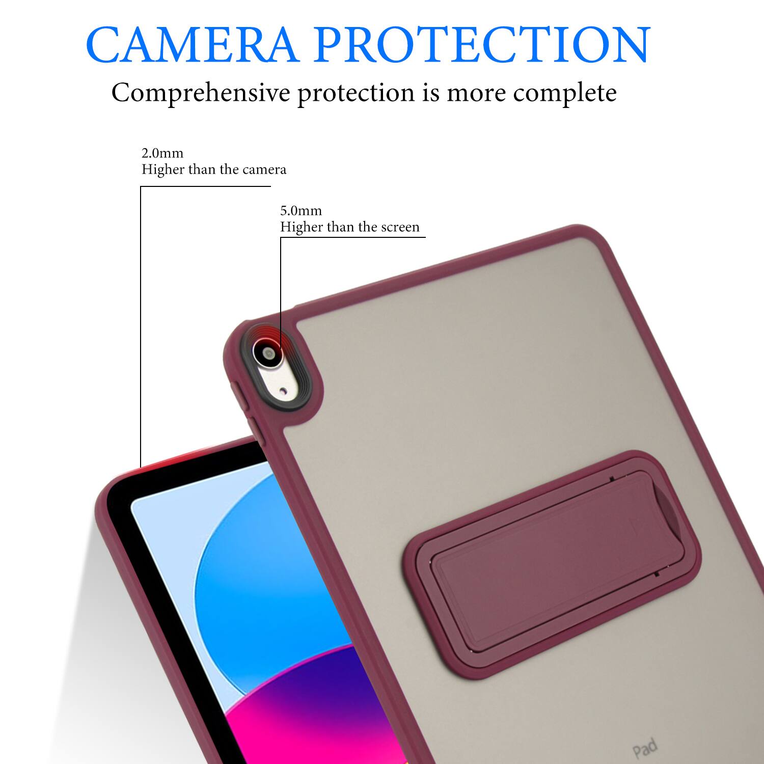 CAMERA PROTECTION  
Comprehensive protection is more complete  

2.0mm  
Higher than the camera  

5.0mm  
Higher than the screen