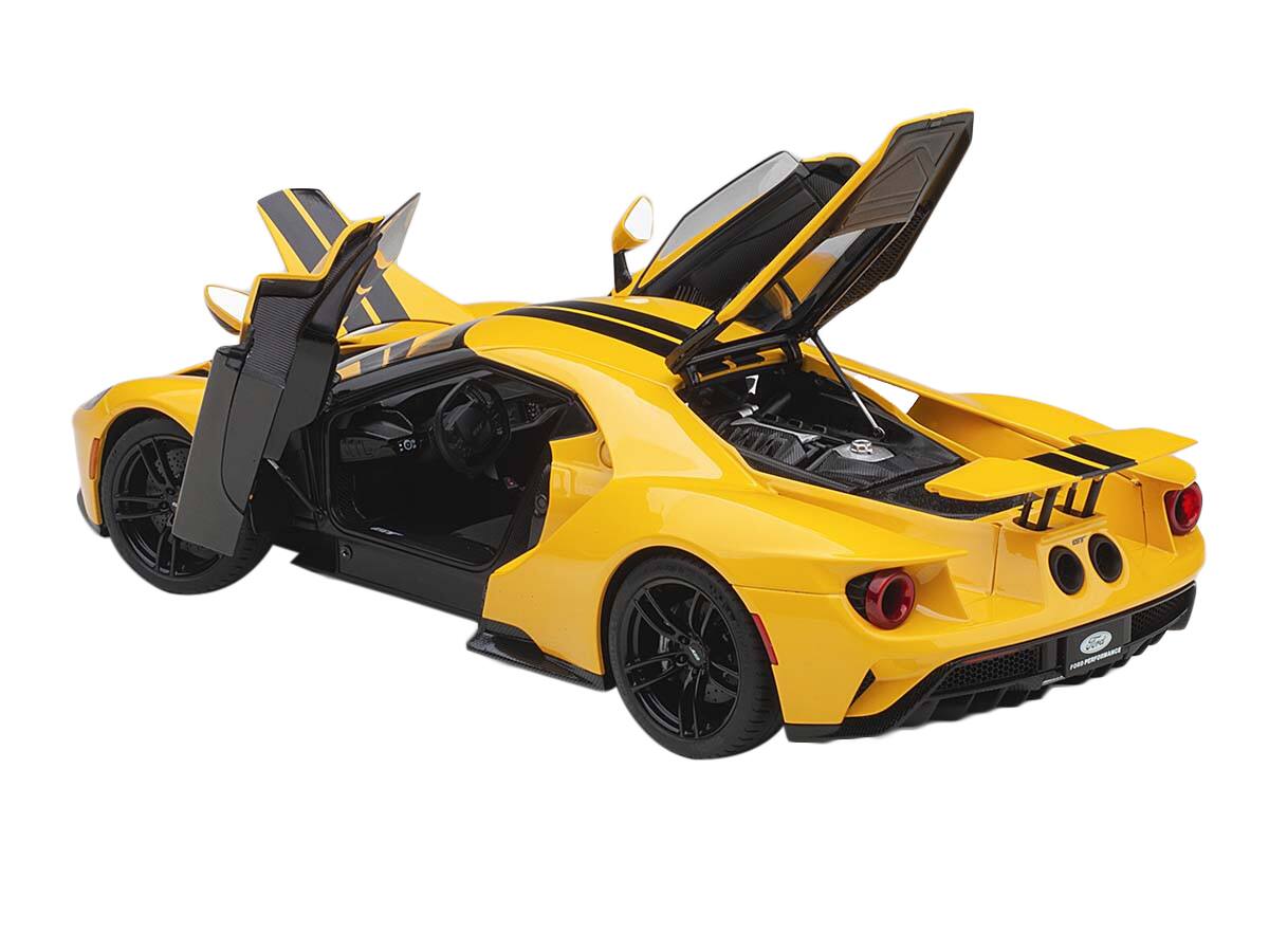 Alt View 1. Autoart - 2017 Ford GT Triple Yellow with Black Stripes 1/18 Model Car by Autoart.