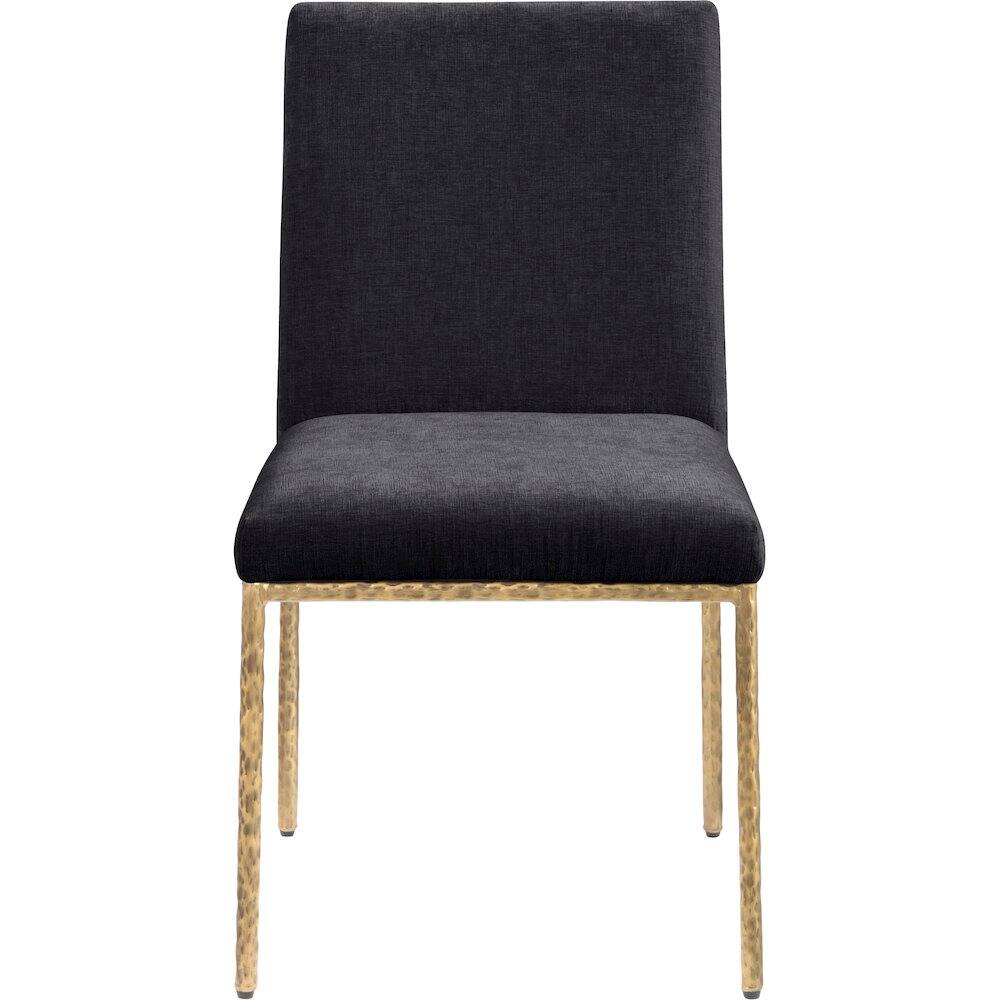 Alt View 2. Meridian Furniture - Reeves Black Chenille Fabric Upholstered Dining Side Chair, Set of 2 - Gold.
