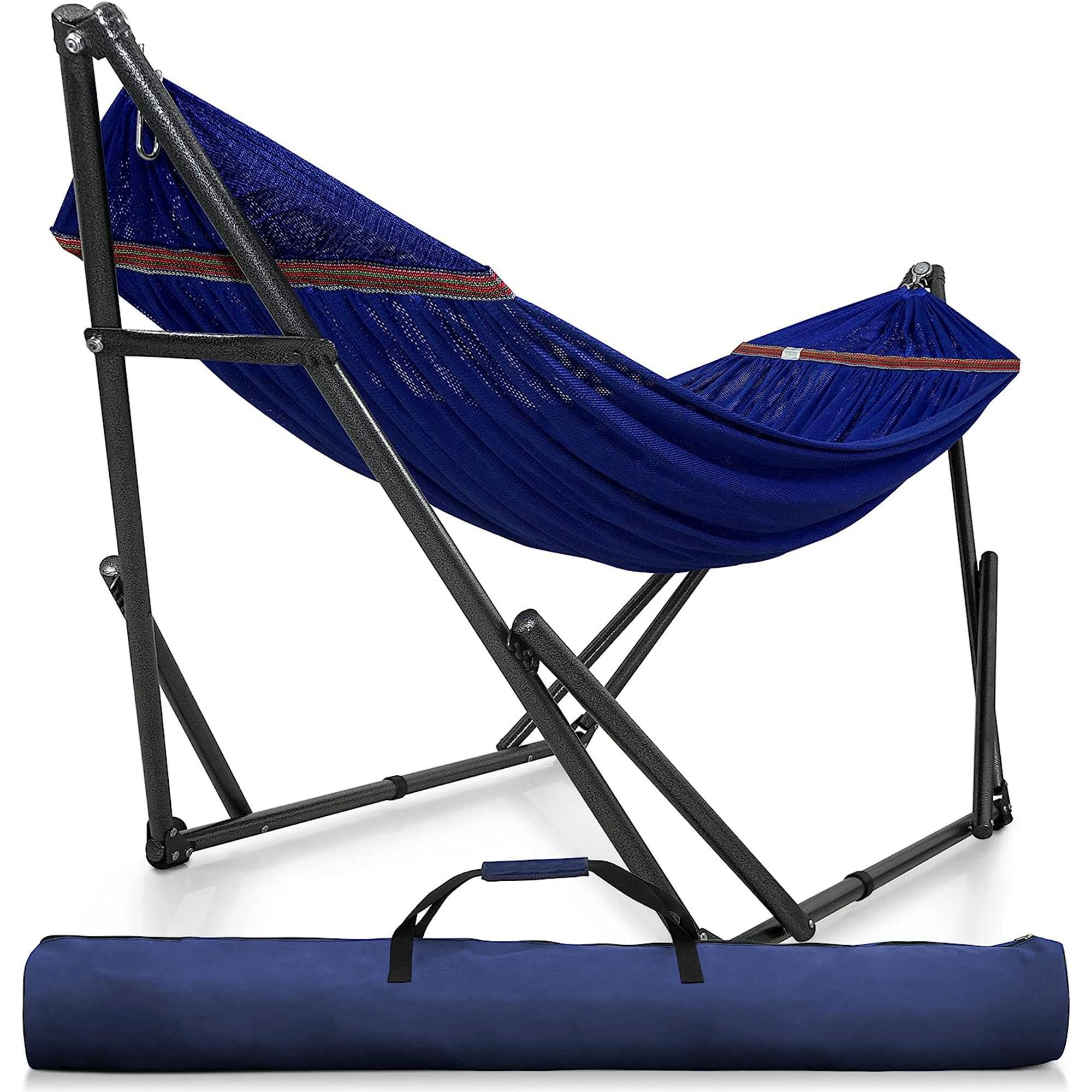 Front. Tranquillo - Tranquillo Universal 116" Double Hammock with Adjustable Stand and Bag, Blue - 03. Uni Blue.