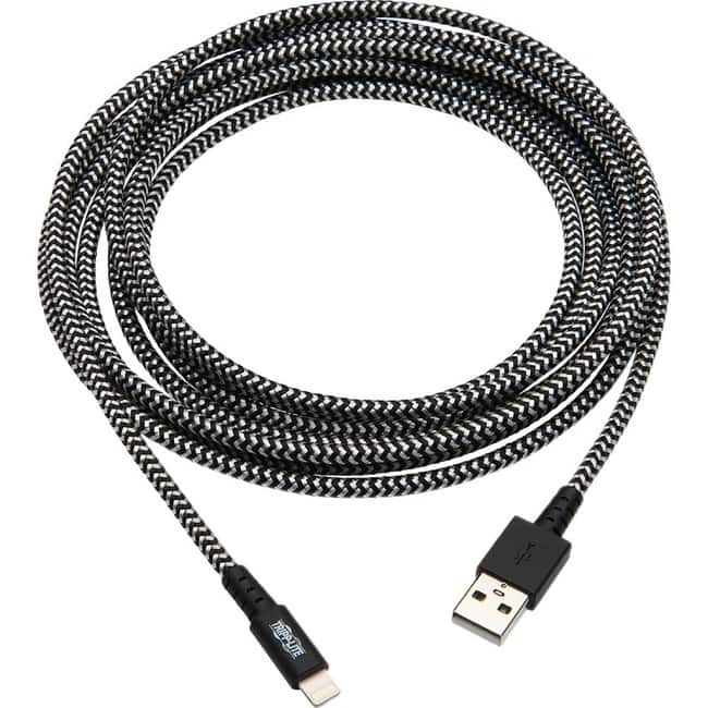 Eaton Tripp Lite Series Heavy-Duty USB-A to Lightning Sync/Charge Cable, MFi Certified - M/M, USB 2.0, 10 ft. (3.05 m) - Black