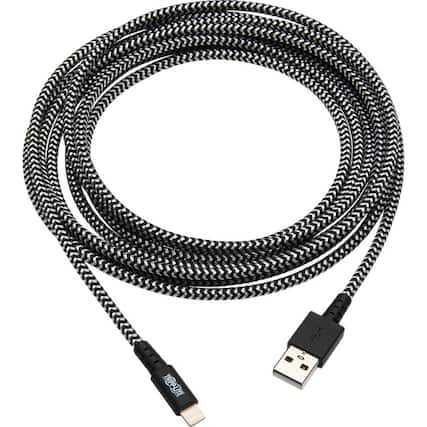 Front. Tripp Lite - Eaton Tripp Lite Series Heavy-Duty USB-A to Lightning Sync/Charge Cable, MFi Certified - M/M, USB 2.0, 10 ft. (3.05 m) - Black.