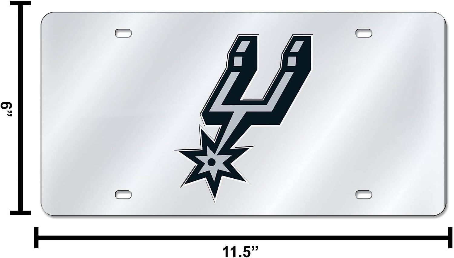 Alt View 3. Rico Industries - San Antonio Spurs Acrylic License Plate Laser Tag - Multi.