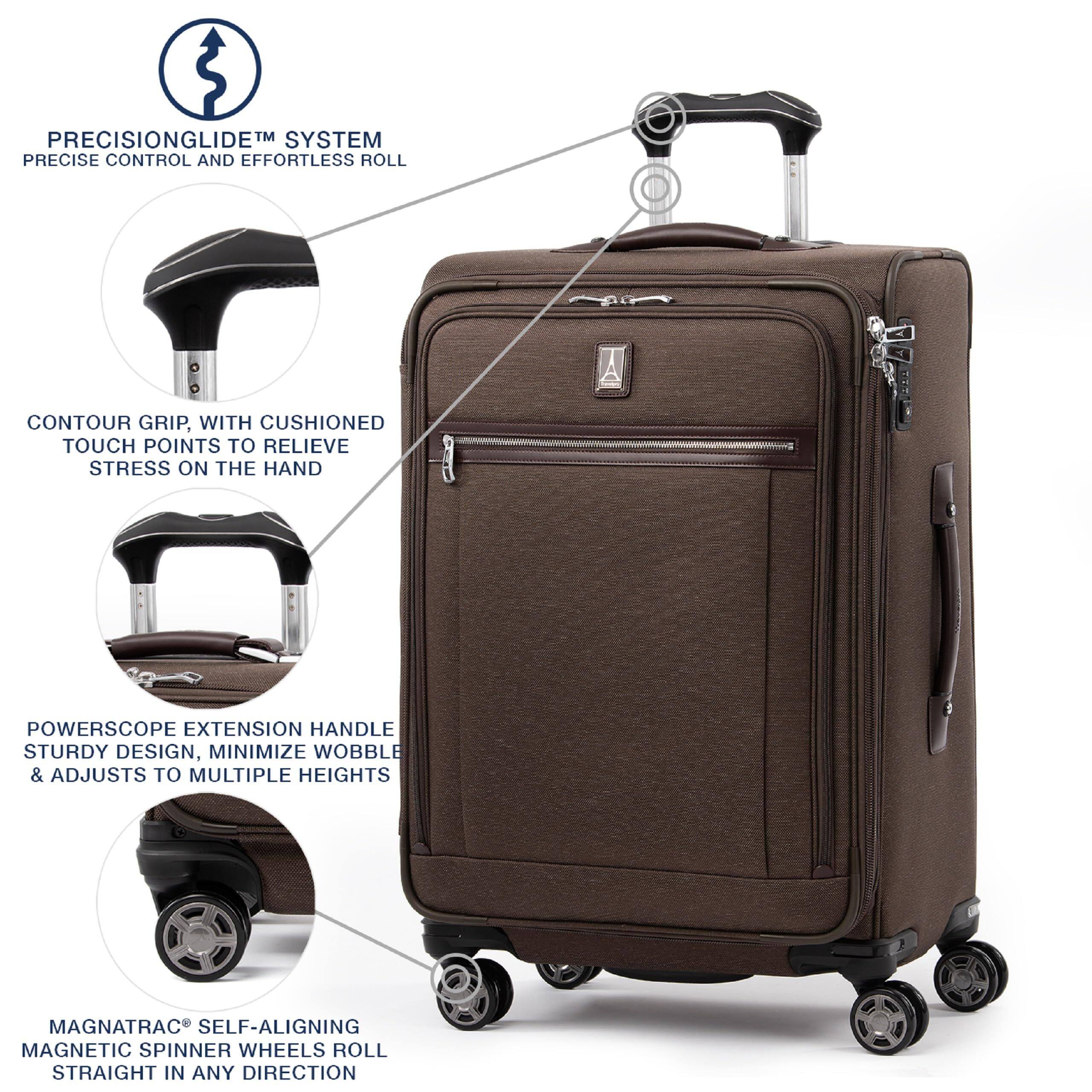 PRECISIONGLIDE™ SYSTEM  
PRECISE CONTROL AND EFFORTLESS ROLL  

CONTOUR GRIP, WITH CUSHIONED TOUCH POINTS TO RELIEVE STRESS ON THE HAND  

TYNTO POWERSCOPE EXTENSION HANDLE  
STURDY DESIGN, MINIMIZE WOBBLE & ADJUSTS TO MULTIPLE HEIGHTS  

MAGNATRAC® SELF-ALIGNING MAGNETIC SPINNER WHEELS  
ROLL STRAIGHT IN ANY DIRECTION
