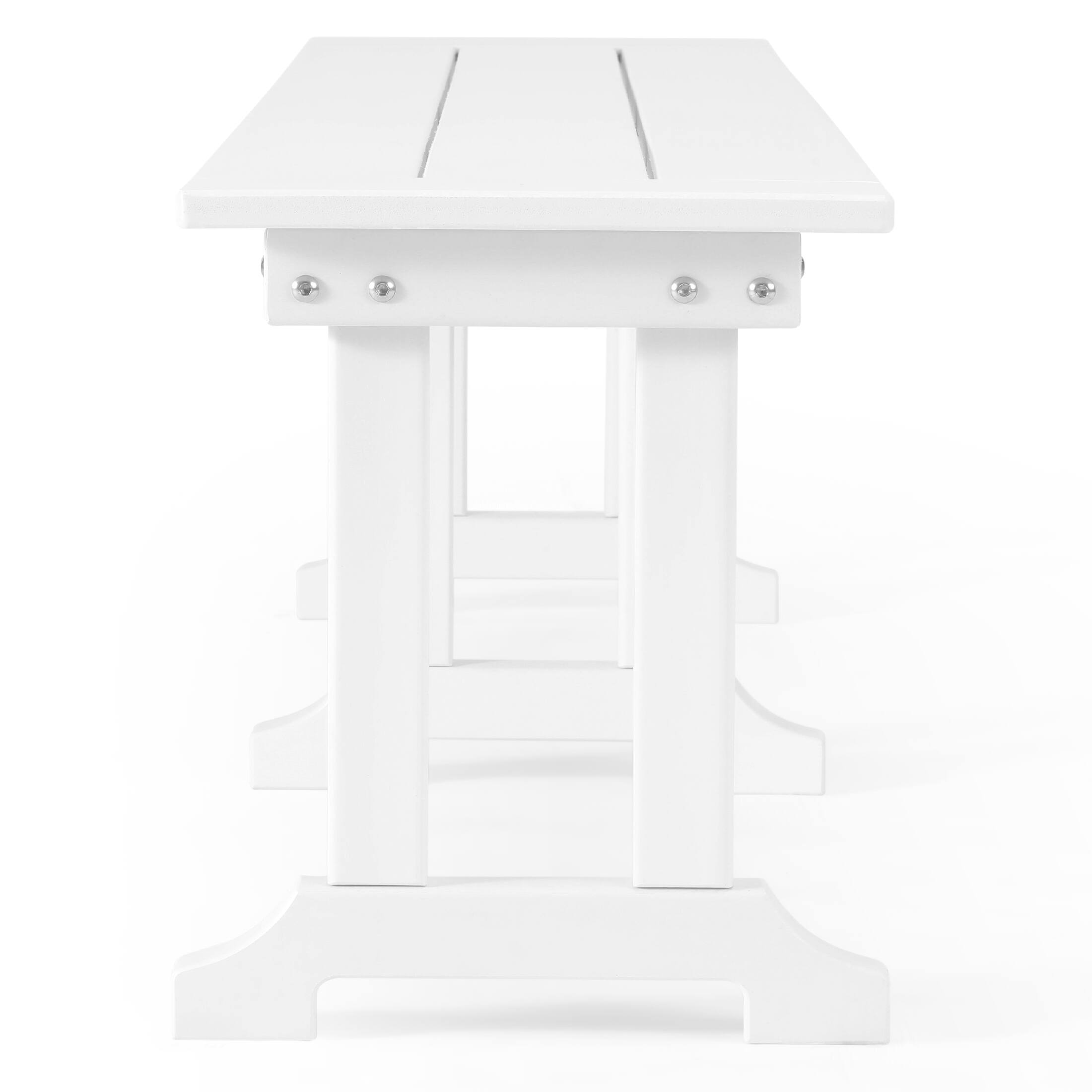 Left. WestinTrends - WestinTrends Malibu 65" Outdoor Patio Trestle Dining Bench - White.