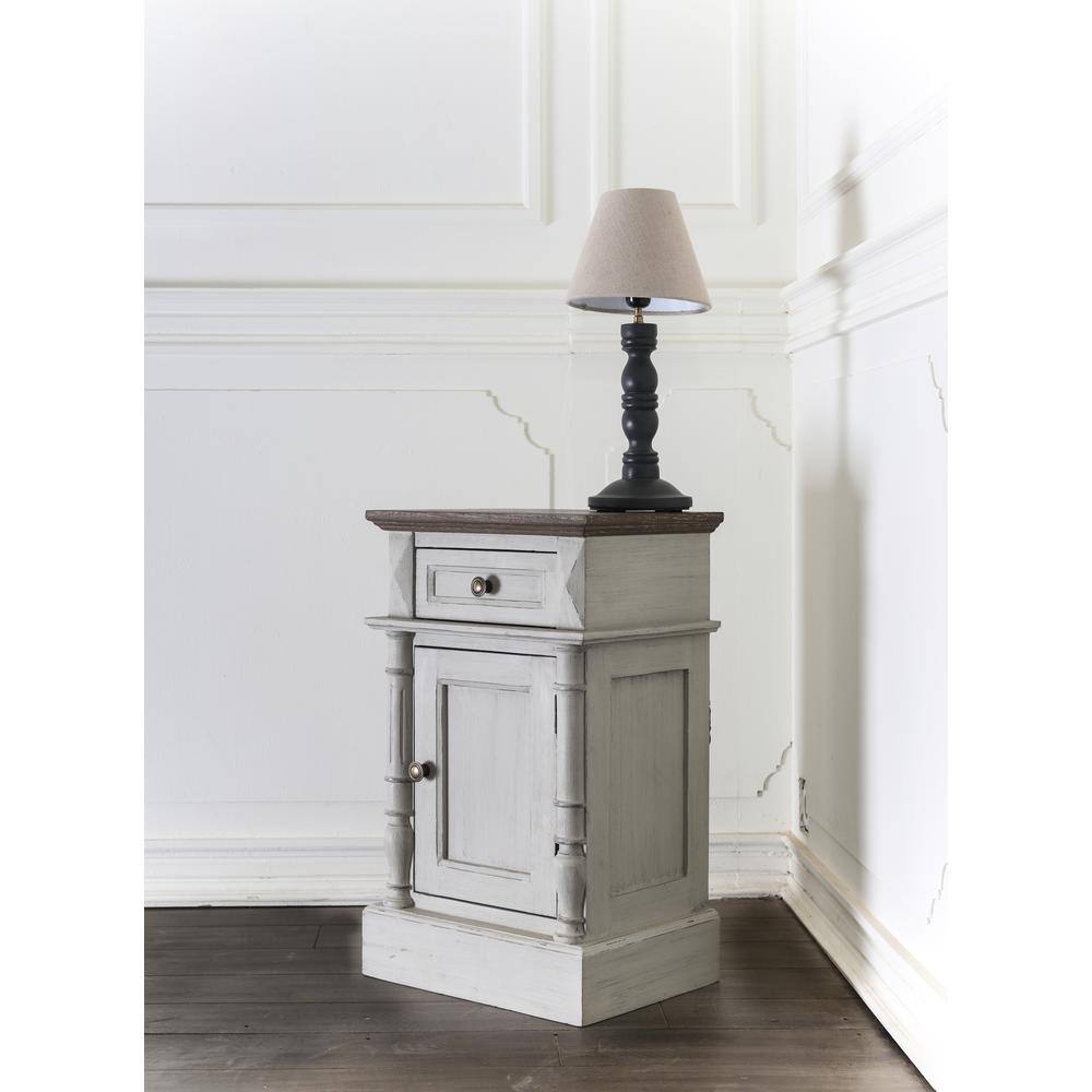 Back. International Caravan - International Caravan Ashbury One-Drawer/One-Door Lamp Table Antique Grey - Antique Grey.