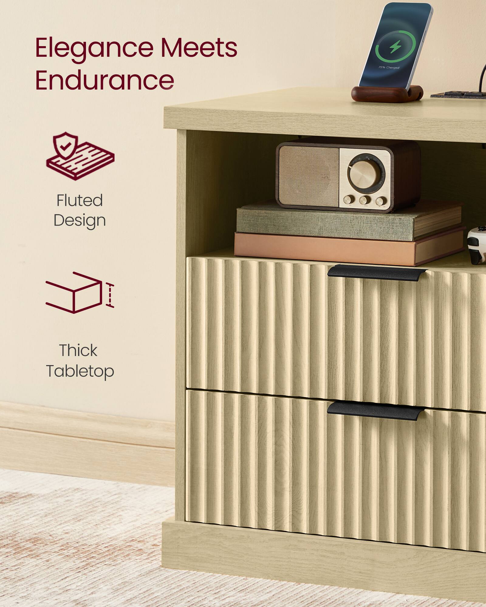 Elegance Meets Endurance

- Fluted Design
- Thick Tabletop