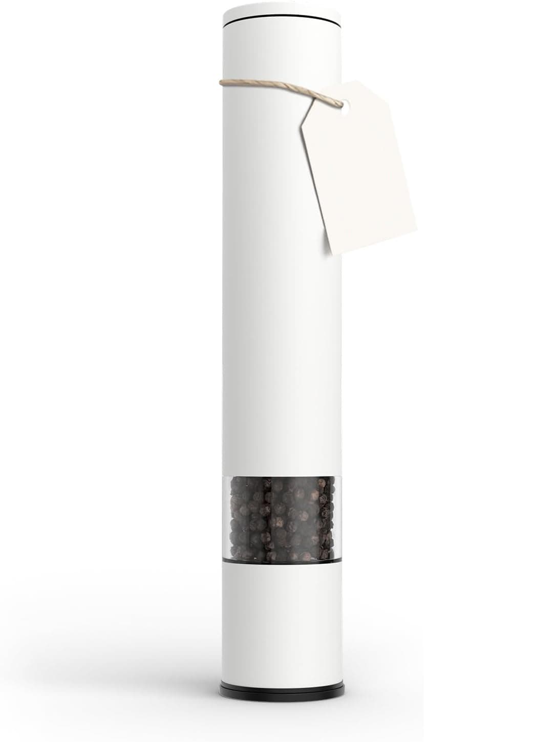 Front. FINEAK - Manual Salt and Pepper Mill in Pure White with Adjustable Ceramic Grinder - White.