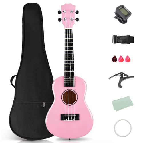 "Winado - 23"" Basswood 4-String Concert Ukulele Kit Includes Gig Bag, Strap, Picks, Strings and Cleaning Cloth - Pink" price history on PriceWatchPro