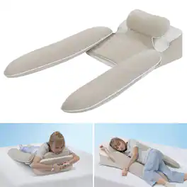 wowmax - Side Sleeper Pillow - H-Shaped for Neck, Back & Shoulder Pain Relief, Washable Cover - Beige