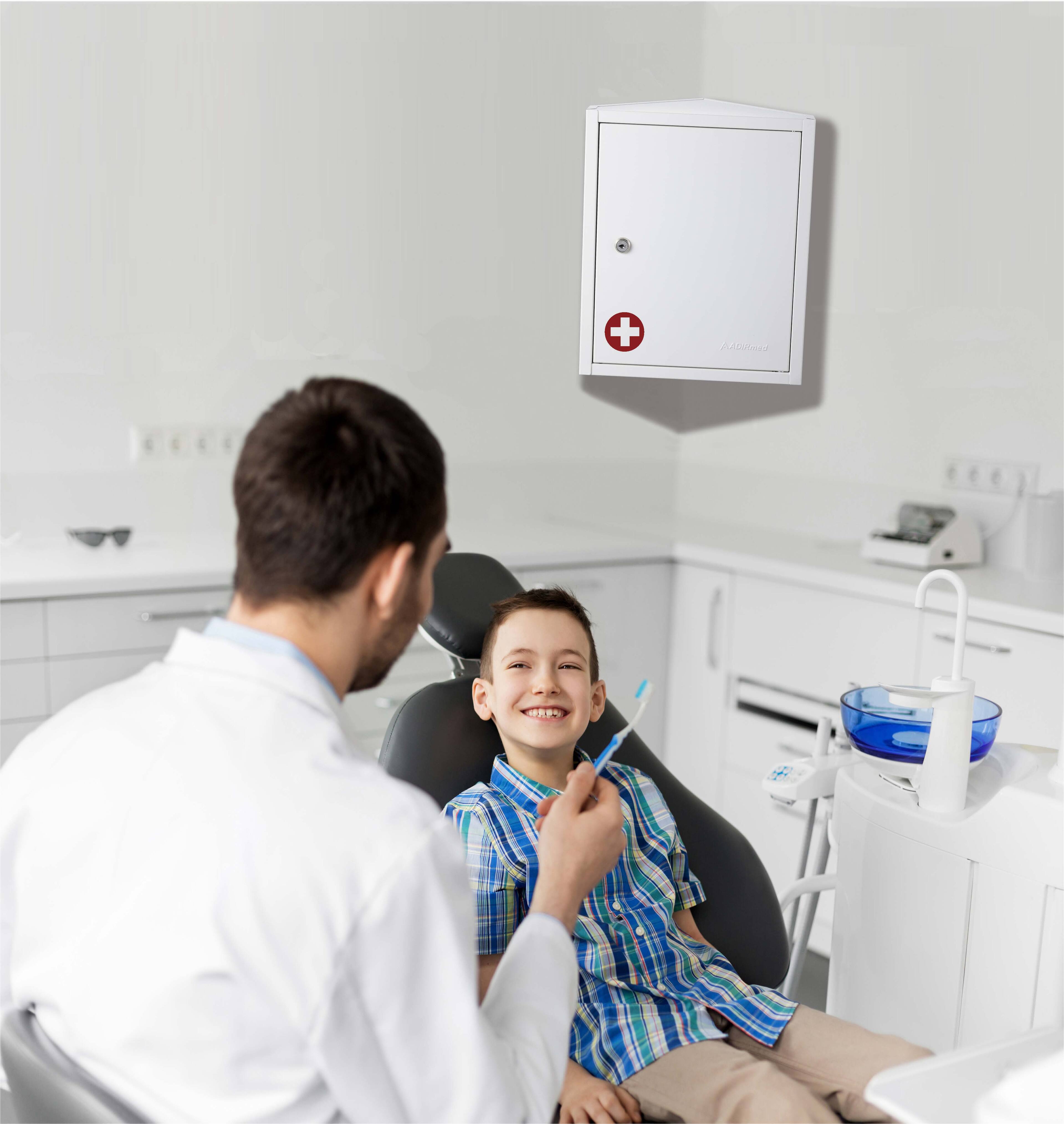 Alt View 9. Viva Comfort - Steel Corner Wall Mount Bathroom Locking Medicine Cabinet with 2 Shelves - White.