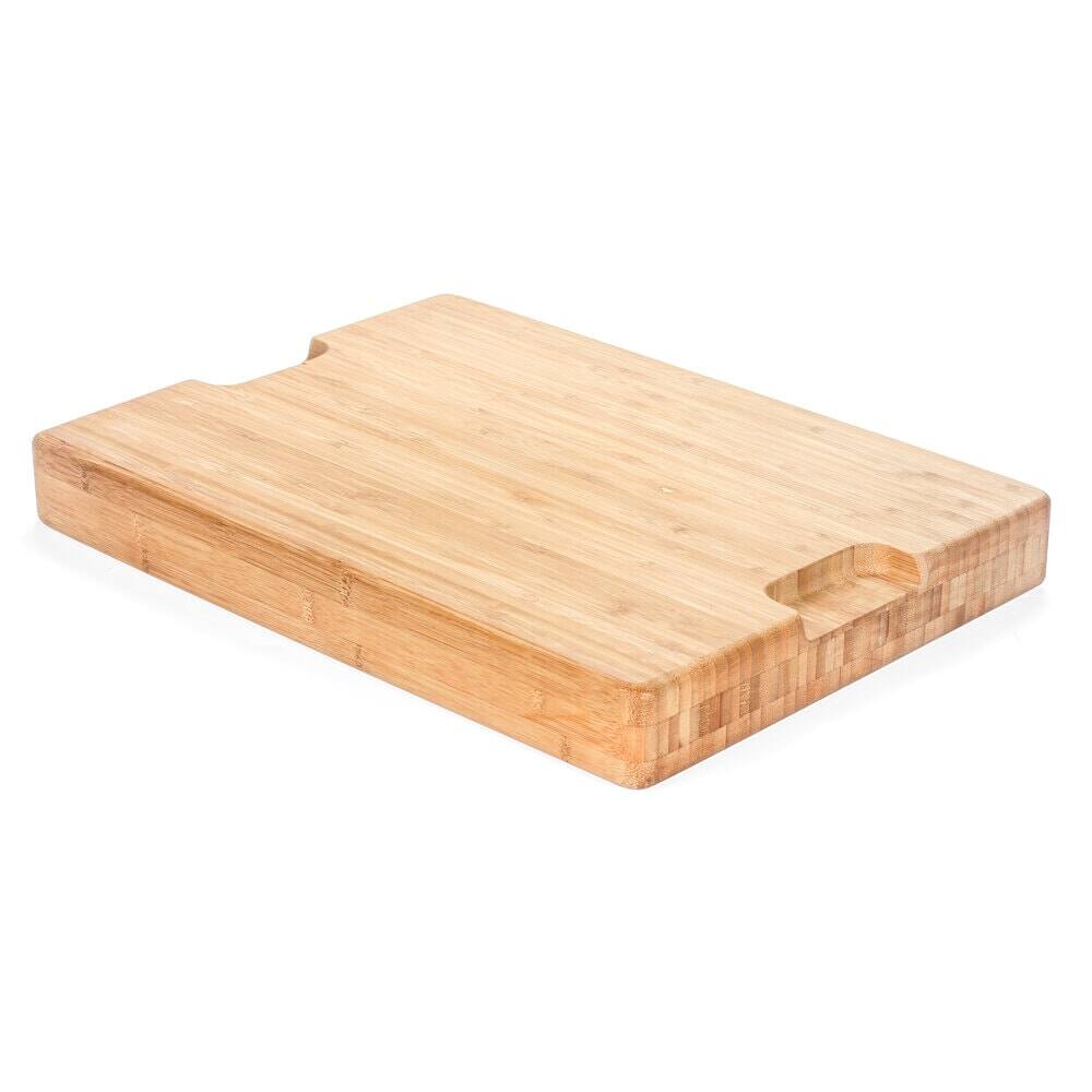 Angle. Heim Concept - Heim Concept Premium Large Organic Bamboo Butcher Block, Professional Grade - Brown.
