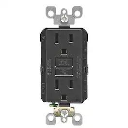 Leviton - SmartlockPro 15 amps 125 V Duplex GFCI Outlet 5-15R 1 pk - Black