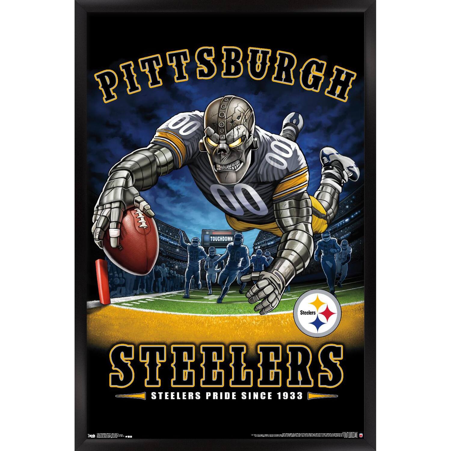 Pittsburgh Steelers 24.25'' x 35.75'' Framed Mascot Endzone Poster