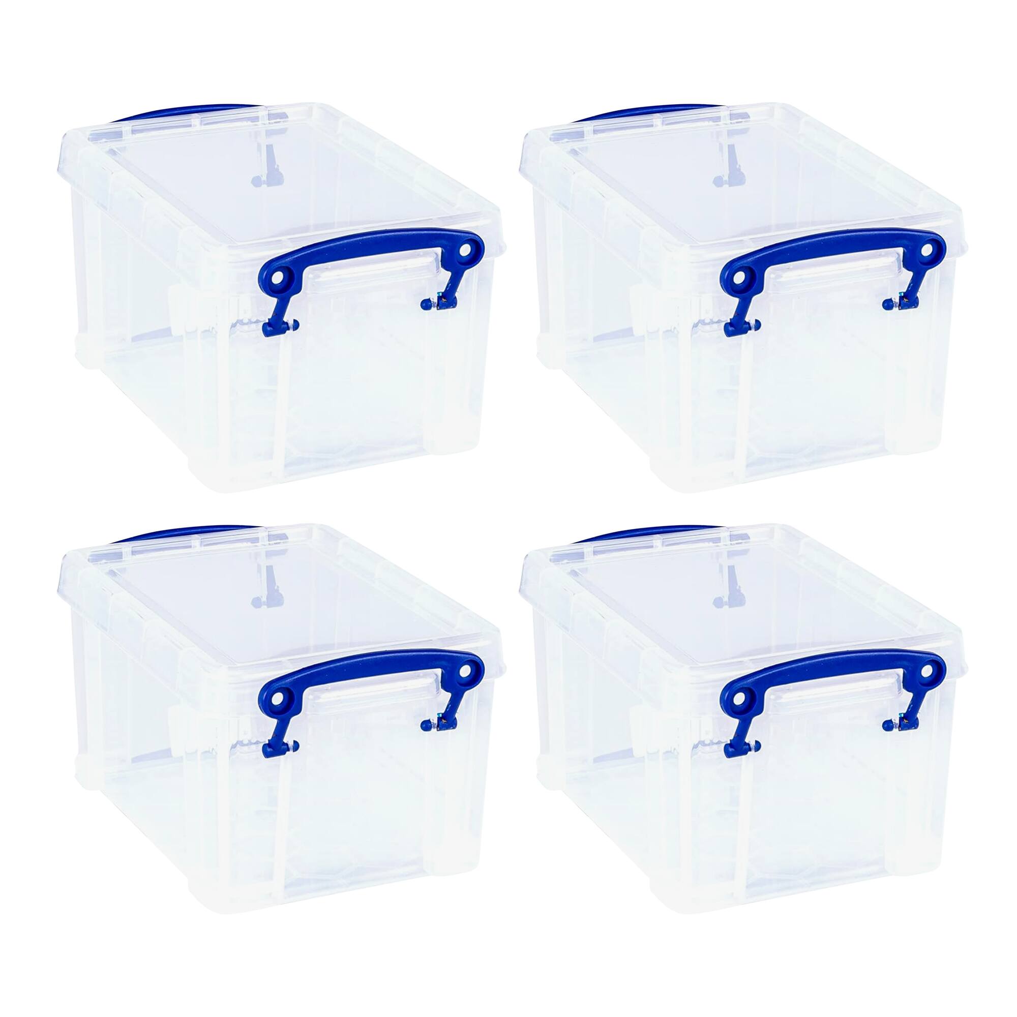 Front. Really Useful Box - Really Useful Box 1.6L Storage Container w/Snap Lid & Clip Lock Handle, (4 Pack) - Clear.