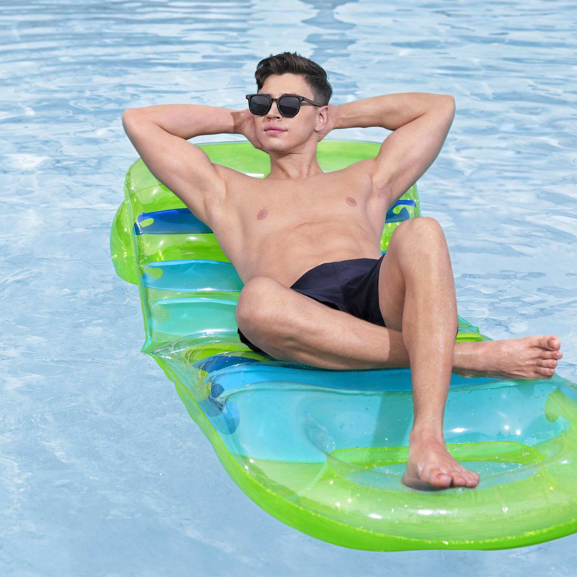 Alt View 6. Bestway - Pool Float: Adjustable Lounge - Lime & Blue.