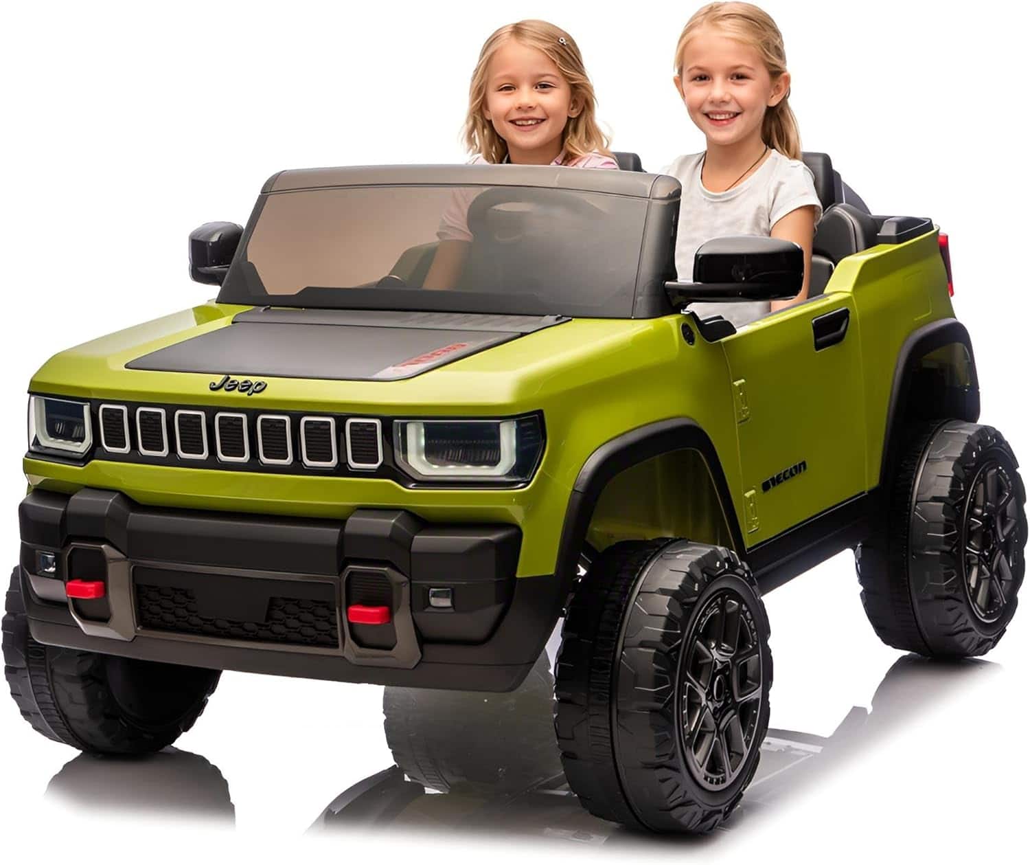 Homhougo - 24V Licensed Kids Electric Truck, 2 Seater Ride On Car w/ Remote, Bluetooth Music, LED Lights