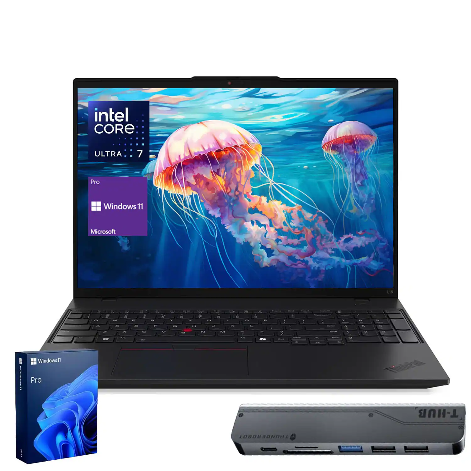 Lenovo - ThinkPad L16 16" FHD+ Laptop - Intel Core Ultra 7 255U, 64GB RAM - 2TB SSD - FP Reader - Thunderobot 7 in-1 USB-C Hub - Black