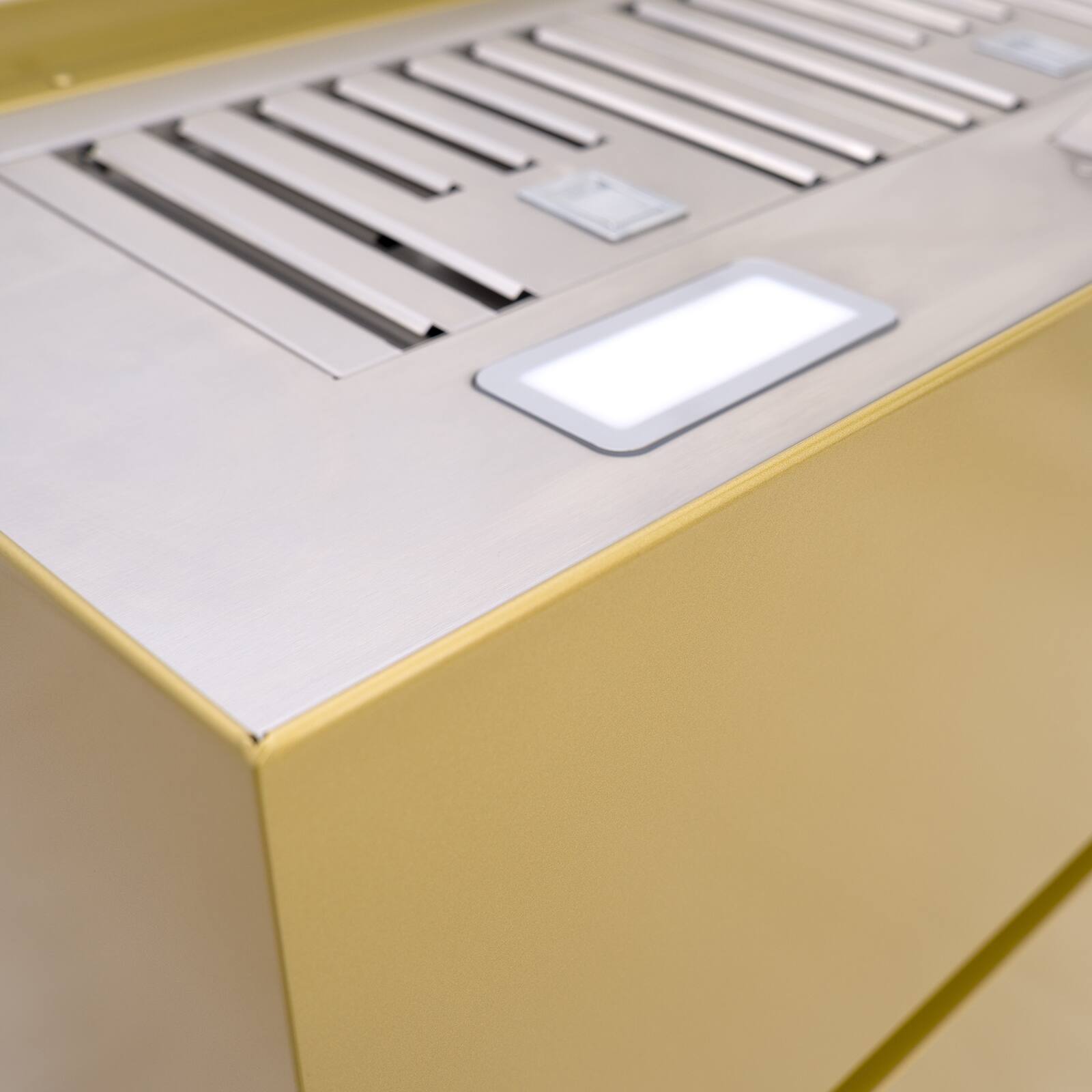 Back. Akicon - Akicon 36 inch Ducted 600-CFM Matte Gold Wall-Mounted Range Hood with Charcoal Filter - Gold.