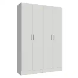 Madesa - 4 Doors Wardrobe with 10 Utility Shelves 47"L - White