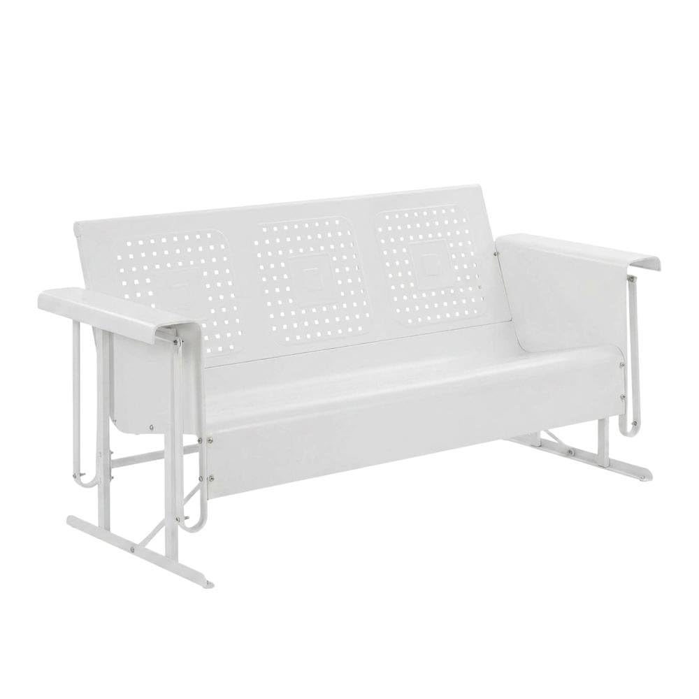 Front. Outdoor Escape - White outdoor sofa glider with anti-tip hardware and 3-seat capacity - White Gloss.