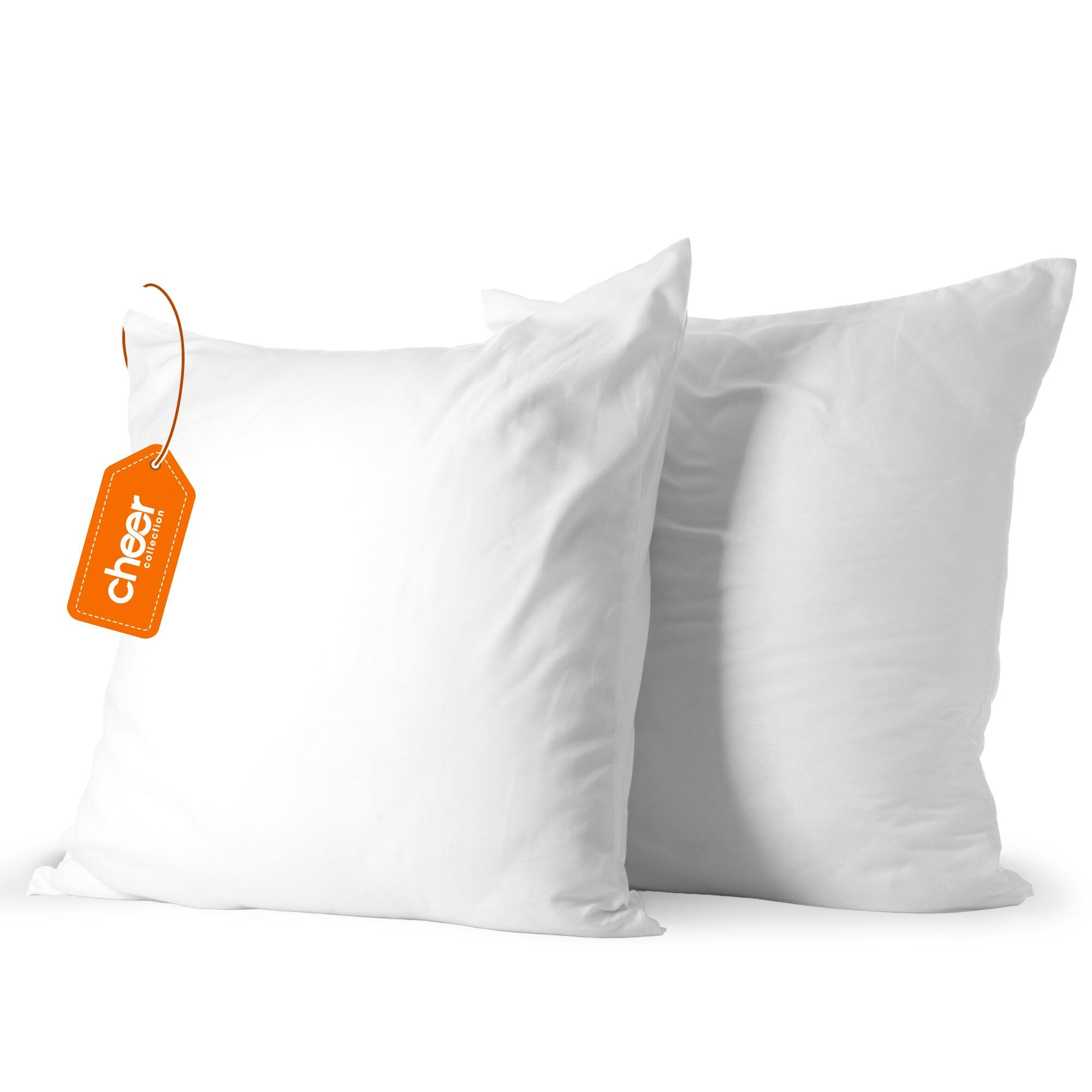 Alt View 4. Cheer Collection - Throw Pillows – Set of 2 Decorative Pillow Inserts with Removable Covers – Soft Square Pillows for Couch, Bed, and Sofa - white.