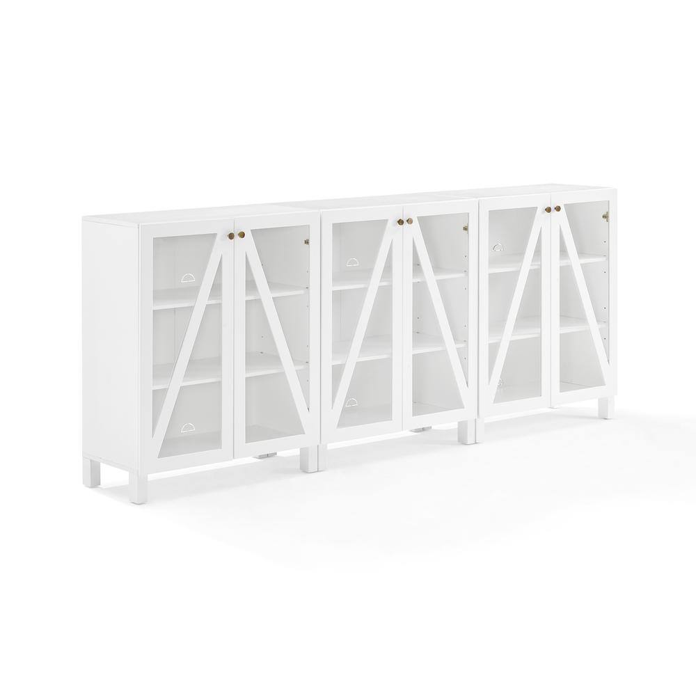 Alt View 7. Crosley Furniture - Cassai 3-Piece Media Sideboard Cabinet Set - 3 Storage Pantries - White.