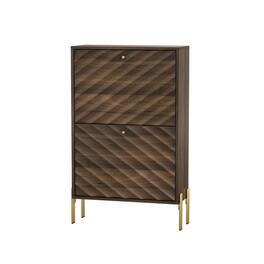 HTUTWOO - 23.6 Inch Shoe Cabinet - Freestanding Organizer with Anti-Tipping Device for Entryway, Hallway, and Small Spaces - Brown